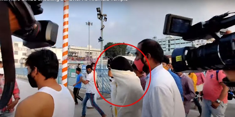 Why did Simbu hide his face at Tirumala?