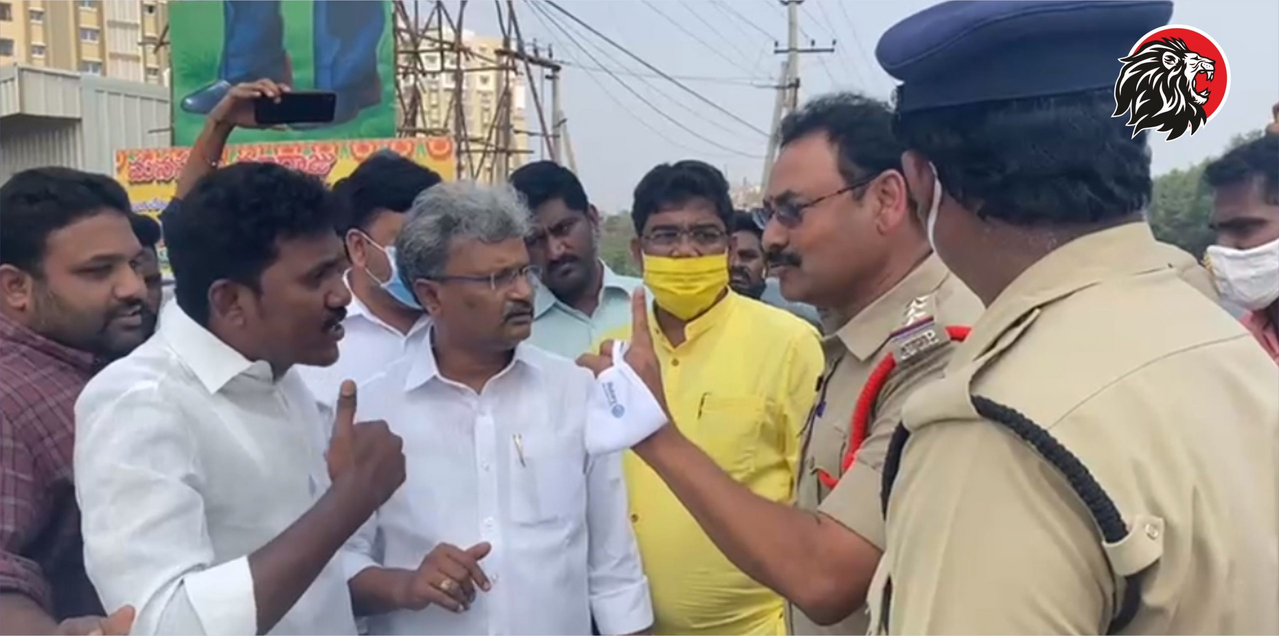 Police swarm TDP office in Mangalagiri
