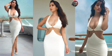 Bollywood Beauty NoraFatehi Is a Total Bombshell in a White Bodycon Dress With Thigh-High Slit