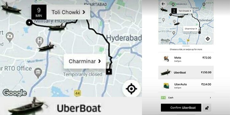 Uber Boat Service Meme from Charminar to Towlichowki